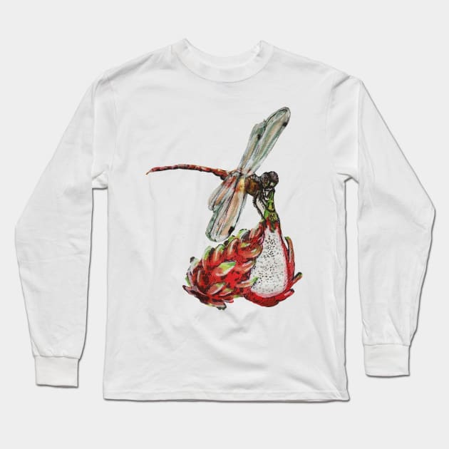 Dragon Fly Fruit Long Sleeve T-Shirt by Animal Surrealism